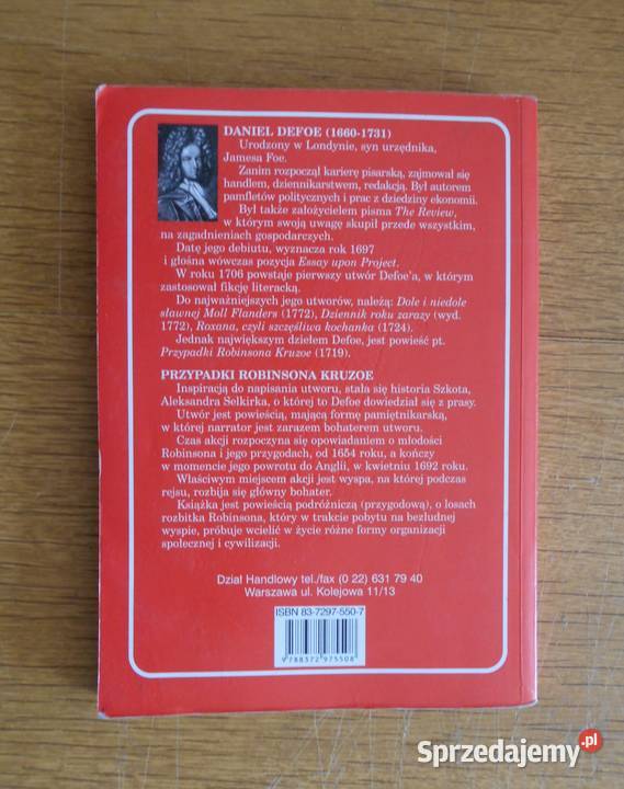 Daniel Defoe Przypadki Robinsona Kruzoe Rok wydania 2005 Parczew