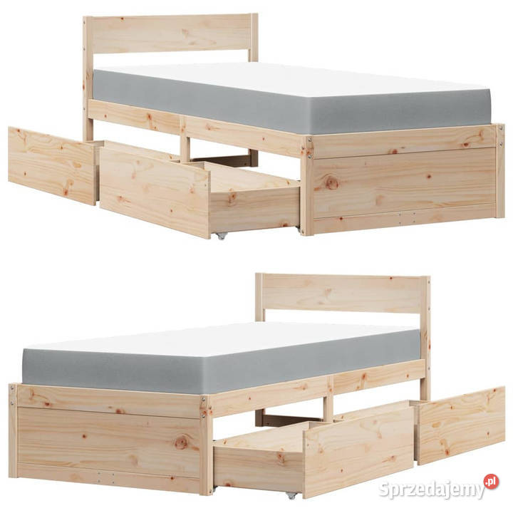 Łóżko z szufladami i materacem lite drewno 95cm Warszawa sprzedam