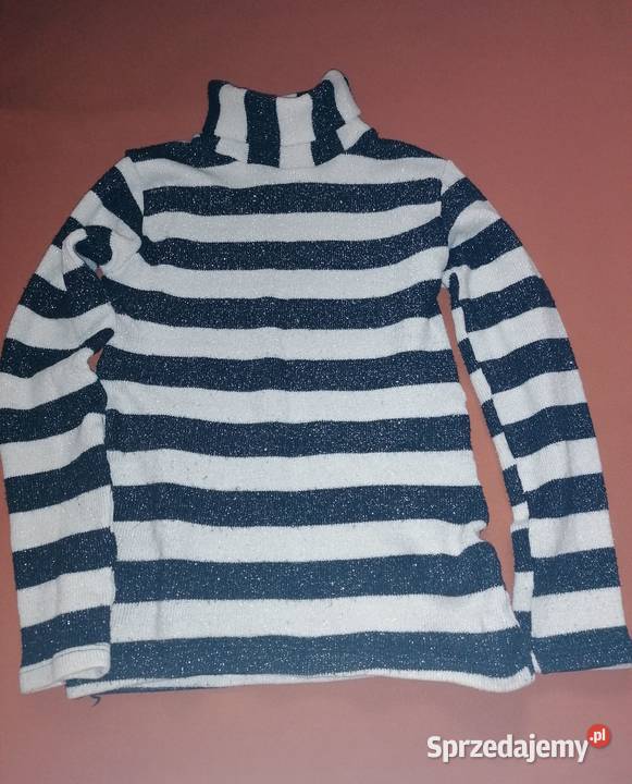 Golf brokatowysweter białoczarny rozmiar 134 Łódź