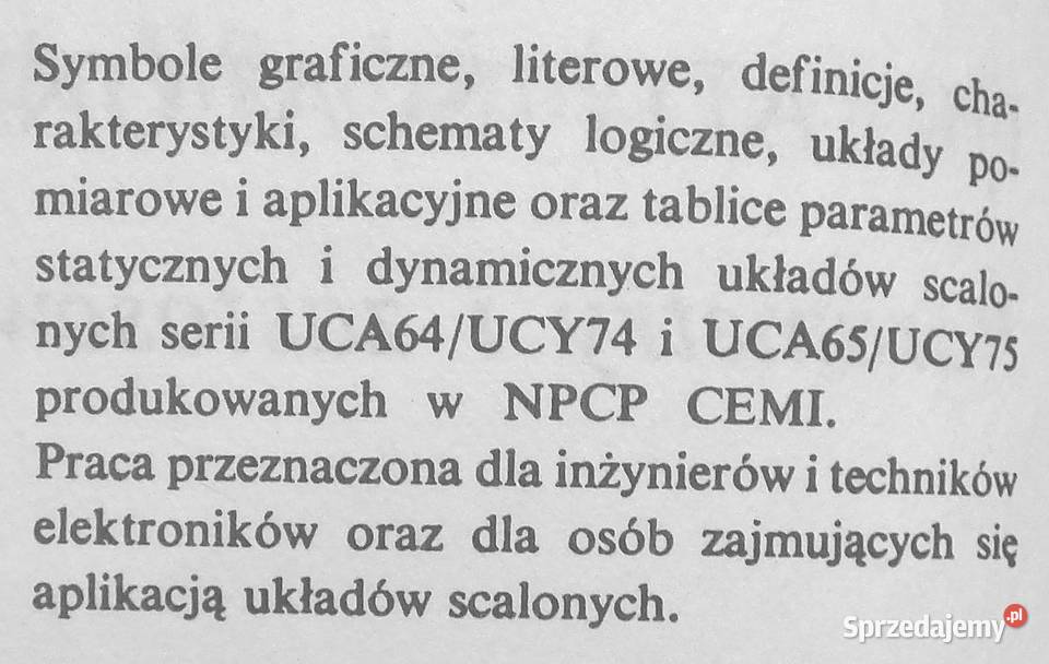 T Układy scalone serii UCA64UCY74 Sasal technika, nauki techniczne mazowieckie Warszawa