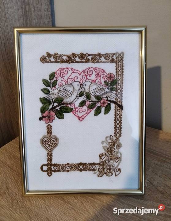 Personalizowana pamiątka ślubu haft krzyżykowy Olsztyn sprzedam