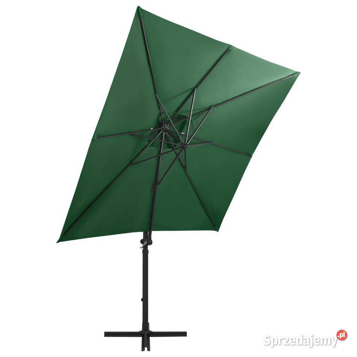 Parasol wiszący z LED i słupkiem zielony 250 Warszawa