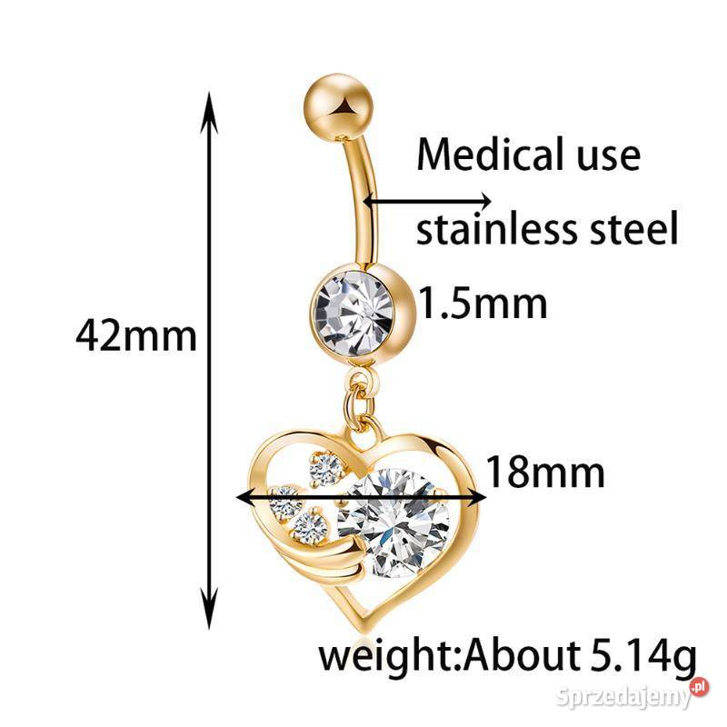 Kolczyk do pępka kryształ serce 1518mm banan śląskie Cieszyn
