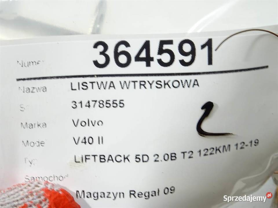 LISTWA WTRYSKOWA VOLVO V40 31478555 20 122