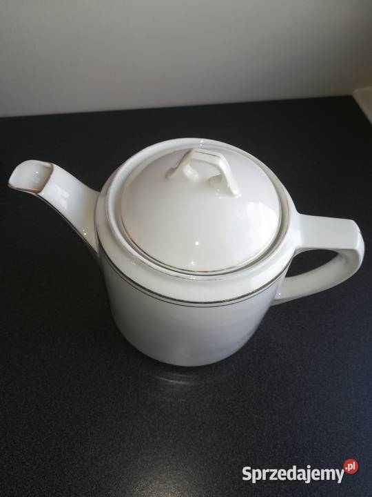 biały b duży dzbanek porcelan artdeco