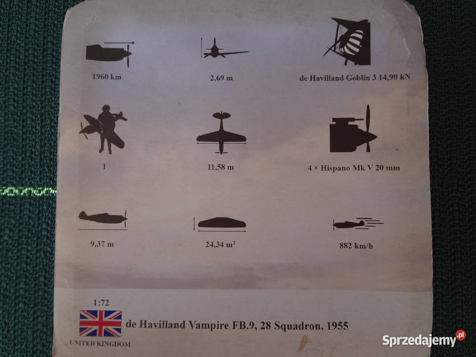 Model Havilland Vampire 172 Nowy Wrocław sprzedam
