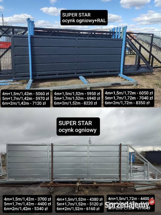 Brama przesuwna palisada pion 4mx172m PREMIUM