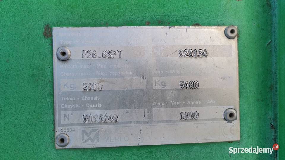 Ładowarka Teleskopowa Teleskop Merlo 266 SPT nieuszkodzony Ładowarki rolnicze Kowale Pańskie