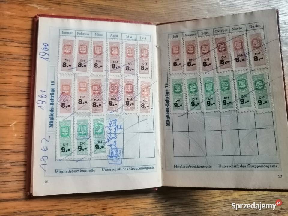 kolekcjonerska Legitymacja znaczki FDGB 1 Legnica