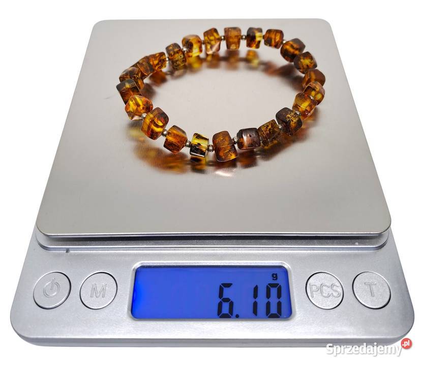 Bransoletka BURSZTYN bałtycki kostka koniak z Bransoletki Warszawa