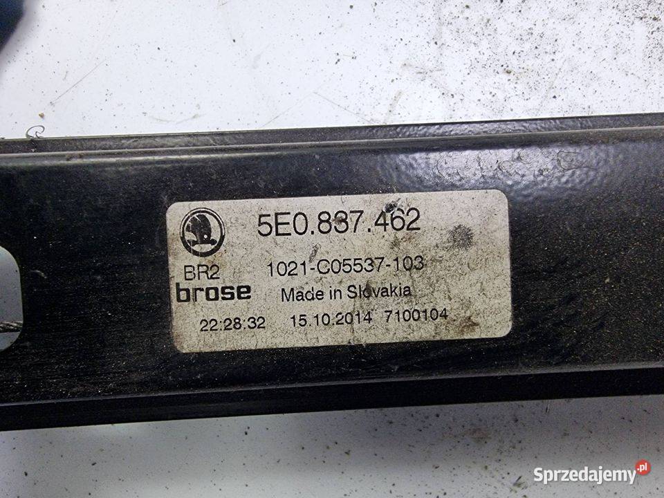 SILNICZEK SZYBY PP SKODA OCTAVIA III 5E0837462 Lipno sprzedam