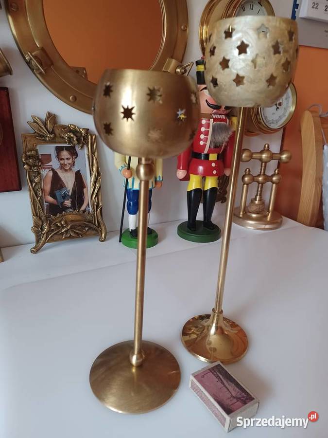 Komplet dwóch lampionów mosiężnych Pozostałe Poznań