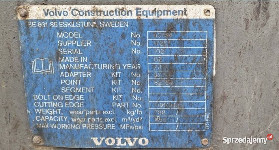 Łyżka do ładowarki 250 Volvo liebherr Pruszcz Gdański