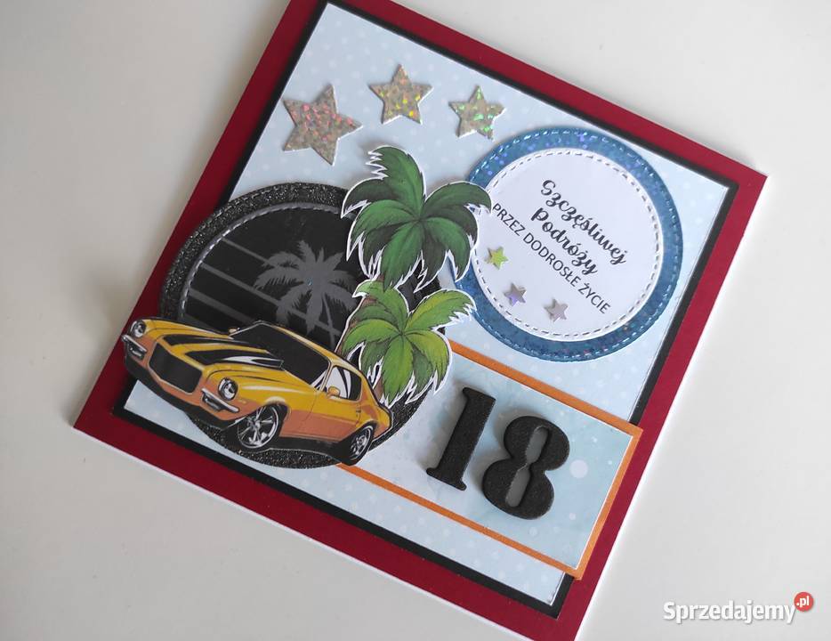 Kartka ręcznie robiona na 18te urodziny sprzedam