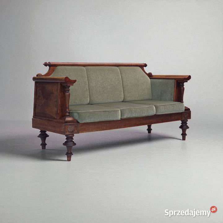 Duńska sofa lata 30 XX w welur drewno jesionowe Poznań