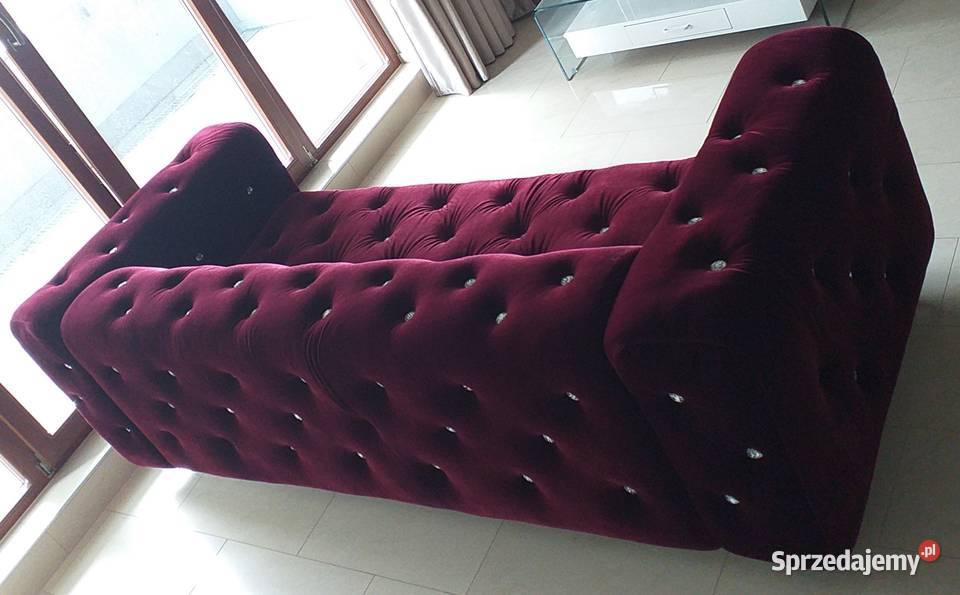 Sofa kanapa glamour bordowa tapicerowana