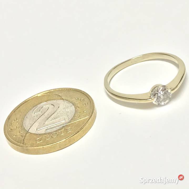 Złoty PIERŚCIONEK 585 14K cudowny KAMIEŃ r15 Warszawa