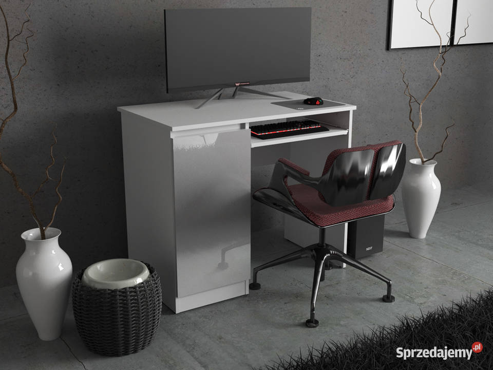 Biurko Biały Połysk Komputerowe Nowoczesne 90 50cm Elbląg