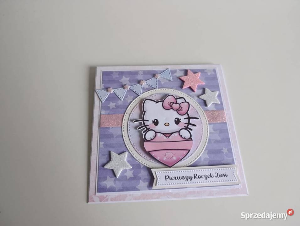 Kartka na urodziny roczek ręcznie robiona Hello