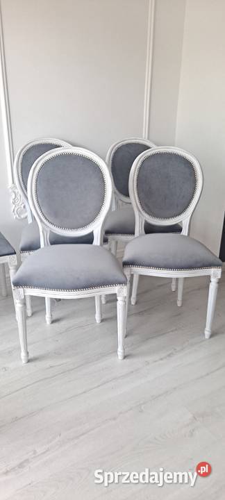 Stylowe szare krzesło Medalion Shabby Chic 95cm Szczecin