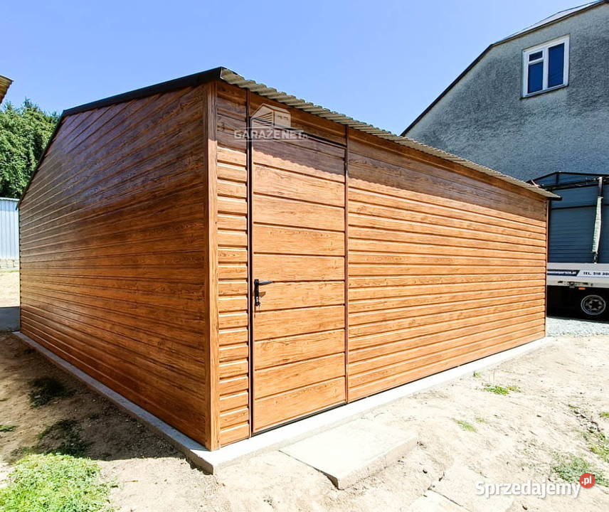 GARAŻ BLASZANY 6m x 6m DWUSPAD 2x BRAMA DRZWI