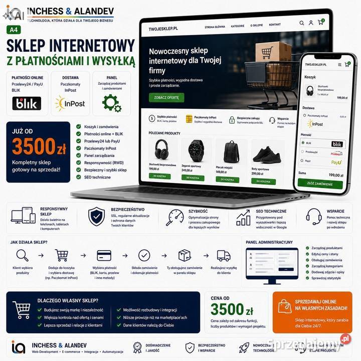 Profesjonalny sklep internetowy BLIK PayU InPost Warszawa