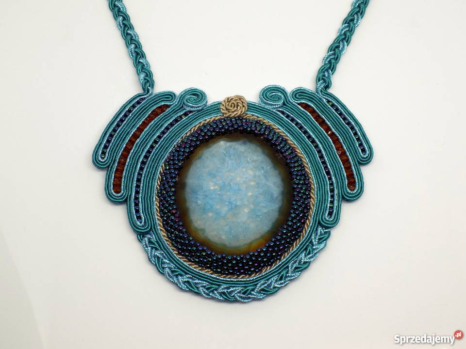 NASZYJNIK ZIELONO MIĘTOWY Z AGATEM SUTASZ Warszawa