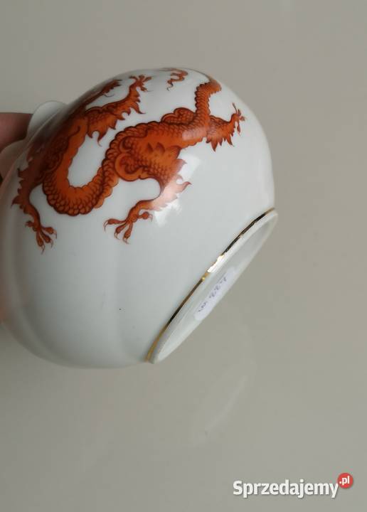 Wazon kula Czerwony Smok Meissen vintage Toruń