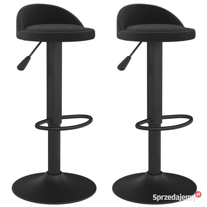 Stołki barowe 2 czarne obite aksamitem WM333598 Krzesła
