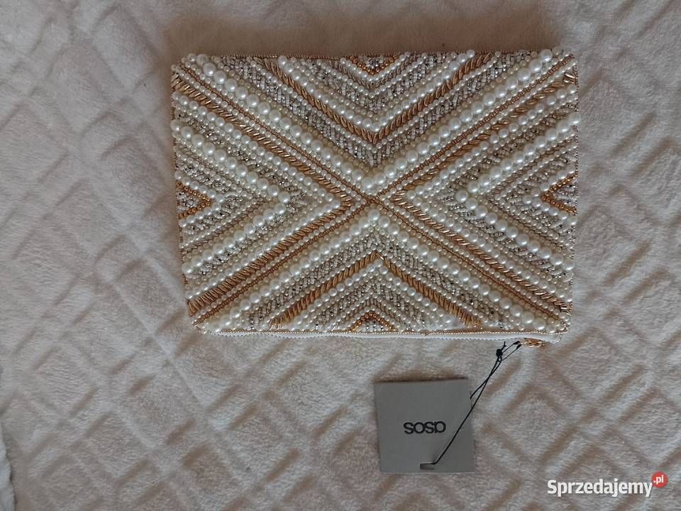 ASOS Bogato zdobiona perłami torebka wieczorowa żółty/złoty Galanteria i dodatki