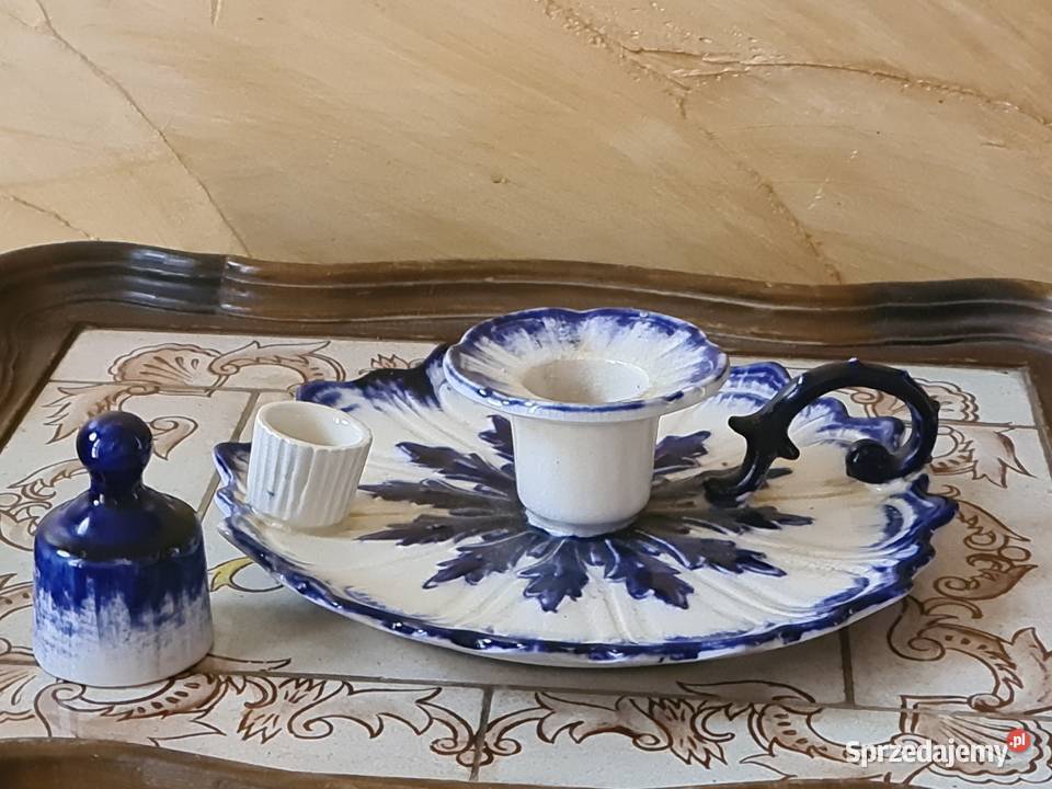 Porcelanowy kaganek z gasikiem Porcelana i szkło Przasnysz