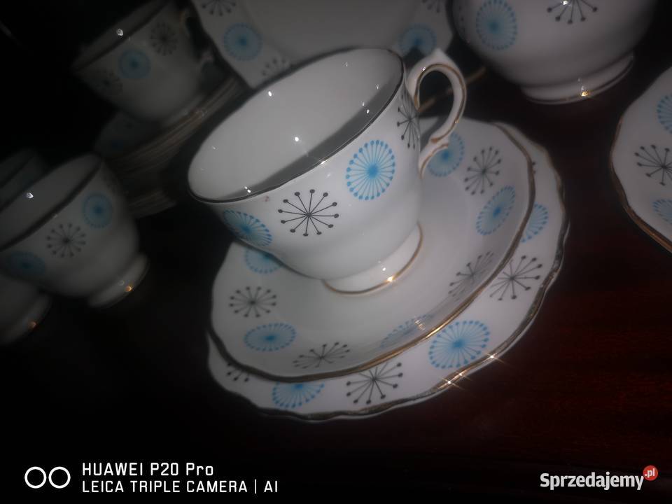 Filiżanka z talerzkiem deserowym Bone China Made Gdańsk