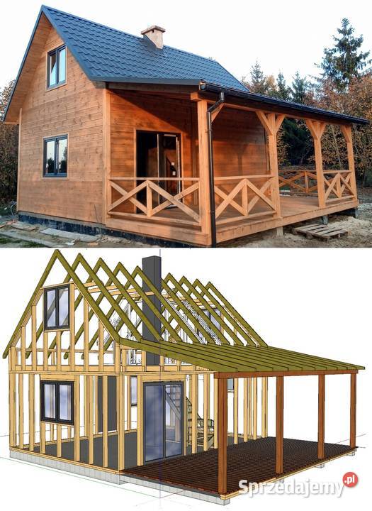 Dom z drewna domek szkieletowy projekt szkielet Józefów