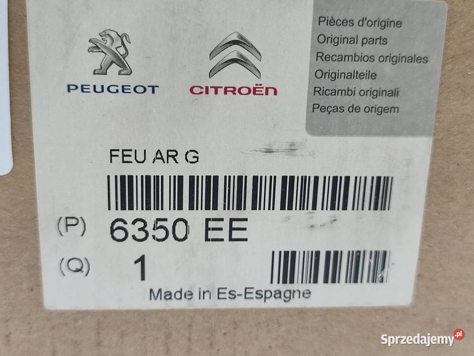 LAMPA LEWY TYŁ PEUGEOT PARTNER MPV 5 G 20042015 Lampy cofania