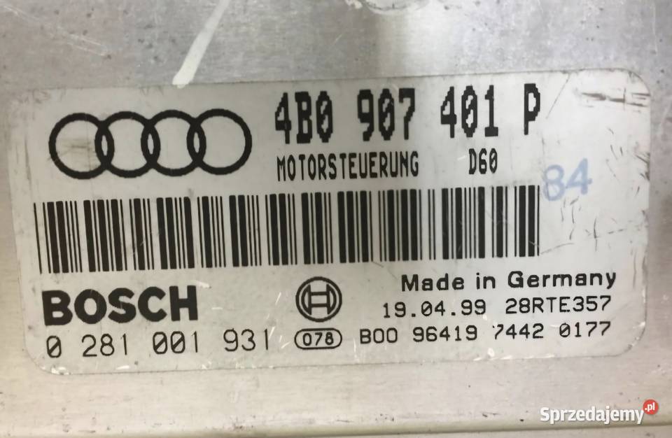 KOMPUTER STEROWNIK SILNIKA AUDI A6 C5 25 TDI Działoszyce