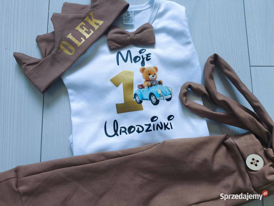 Komplet chłopca roczek mstylroczek karmelowy miś Komplety i zestawy Waćmierz