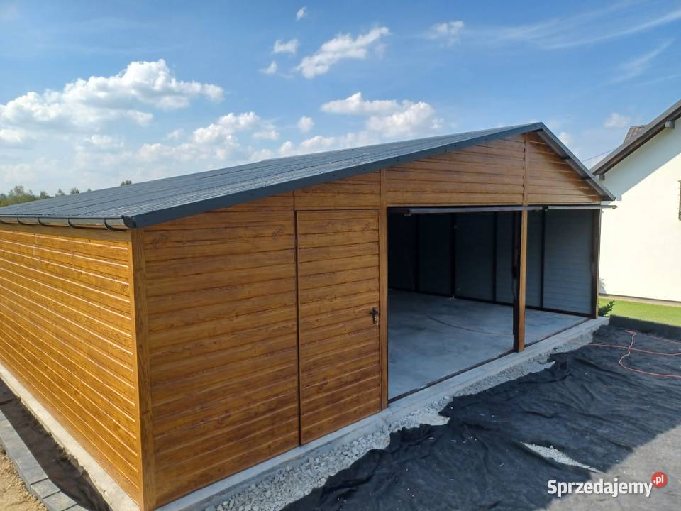 Garaż Blaszany GRAFITOWY 9x6 Wiaty Hale Romstal Sprzedaż Kamień Pomorski