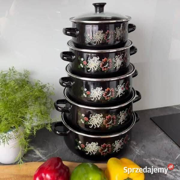 GARNKI EMALIOWANE 5 SZTUK Grodzisk Mazowiecki