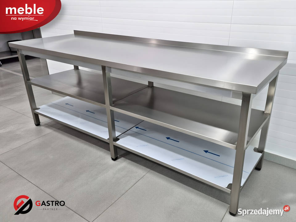 Stół przyścienny gastronomiczny z dwoma półkami Ostrów Wielkopolski