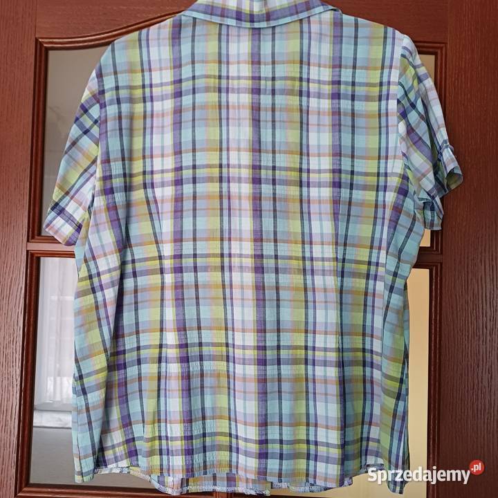 Koszula damska w kratę bluzka XL z krótkim łódzkie Sieradz