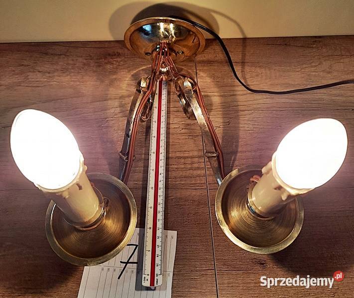Kinkiet kinkiety podwójne mosiężne przedwojeene Ostrów Wielkopolski