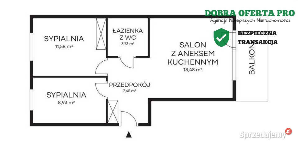 3 pokoje z balkonem świetna Gdańsk