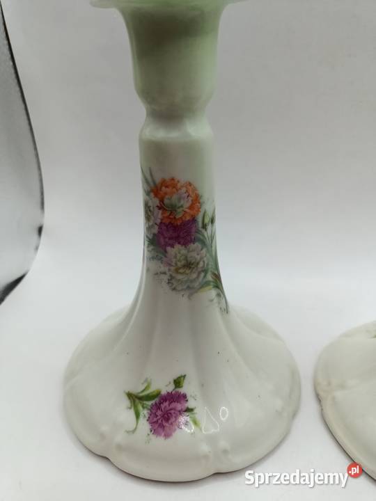 Dwa świeczniki wysokie Francja goździki Zamość