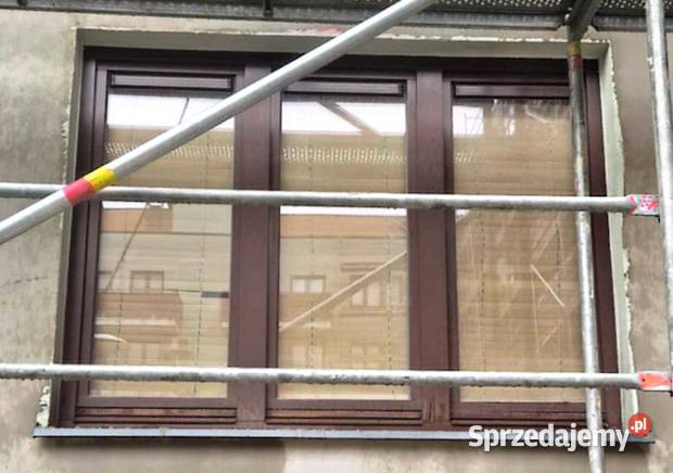okna drewniane brązowe pakiet dwuszybowy mazowieckie
