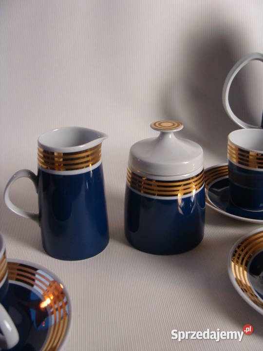 serwis do mokki LICHTE Fine Niemcy lat 60 te Porcelana i szkło Wrocław