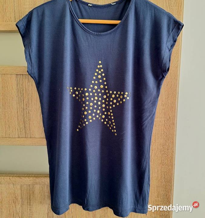 Granatowy tshirt koszulka z gwiazdą ćwieki 36 niebieski Kraków