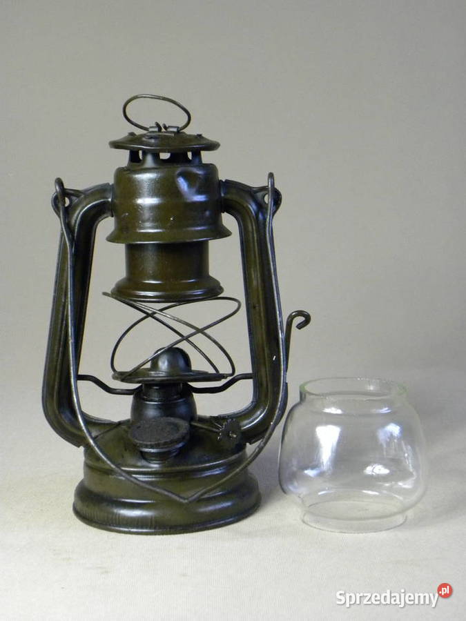 Polska lampa naftowa Jupiter 0 zielon lakier Legnica