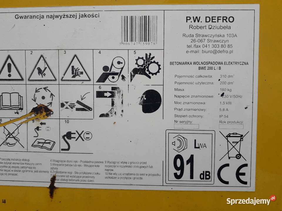 Betoniarka Defro 230V Radom
