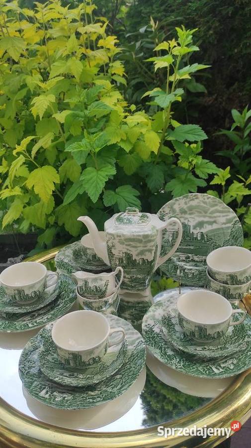 0LD ENGLANDCASTLE STORY JOHNSON BROTHERS GREEN Porcelana i szkło Pabianice