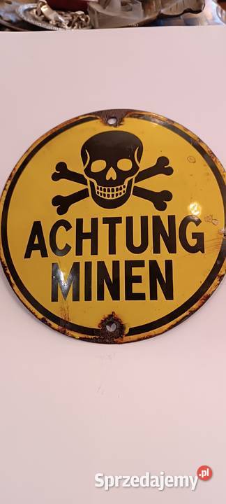 Tablica emaliowana Achtung Minen III Rzesza Kraków